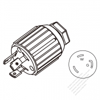 北米・工業用引掛形(ロック式)プラグ	(NEMA L5-30P) ・ストレート形・2 P + 接地・ 30A 125V