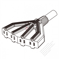 北米扇形 3-ピン 電源タップ・コンセント口数：4 個・(NEMA 5-15R)・10A/13A/15A・125V