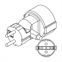 欧州 2 P + 接地・T 形 AC プラグ・10A/16A 250V