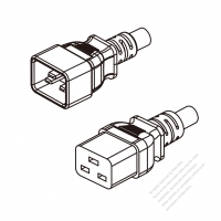 北米3 ピン・  IEC320 Sheet I プラグ・ IEC 320 C19コネクタ付き電源コード ・ 一体成形 タイプ・ PVC ワイヤー ・ 長さ1.8M・ 黒 (SJT 14/3C/60C )