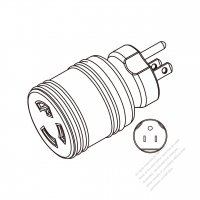 ACアダプタ・NEMA 5-15Pプラグ変換L5-30R 引掛形コネクタ・ 3 P->3P・15A-30A 125V