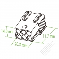 プラスチックコネクタ 11.7mm X 20.3mm X 14mm 6 -ピン