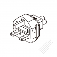 ACアダプタノート用・英国 プラグ変換 IEC 320 Sheet Aミッキー型コネクタ・3 P->3 P・2.5A 250V