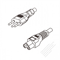 ブラジル 3 ピン プラグ・IEC 320 C5 コネクタ付き電源コードセット・ 一体成形 タイプ・ PVC ワイヤー・ 長さ 0.8M・ 黒 ( H05VV-F 3G 0.75mm² )