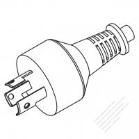 台湾/日本 2 P + 接地引掛形(ロック式) AC プラグ・3~7A 125V