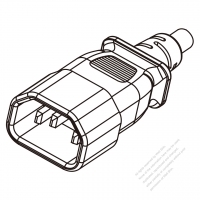 AC電源 3-ピン コネクタ(オス）・IEC 320 Sheet E ・ストレート形・10A/13A/15A 25/250V