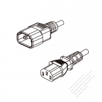 中国 3 ピン・  IEC 320 Sheet E プラグ・ IEC 320 C13 コネクタ付き電源コードセット・ 一体成形 タイプ・ PVC ワイヤー ・ 長さ1.8M・ 黒 ( H05VV-F 3G 1.0mm² )