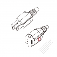 北米3 ピン・  NEMA 5-15Pプラグ・5-15R コネクタ付き電源コード(抜け防止ロック タイプ)・ 超音波組み立て- PVC ワイヤー ・ 長さ1.8M・ 黒 (SJT 16/3C/105C )