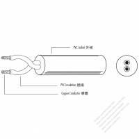 豪州 の規格PVC ビニル  絶縁Sheathed, light duty Flexible ケーブル