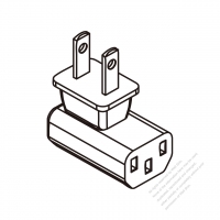 日本ACアダプタプラグ ・ L 形プラグ変換 IEC 320 C13 パソコン用 コネクタ・3 P->3 P・10A 125V