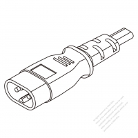 AC電源 2 P コネクタ(オス）・IEC 320 Sheet C ・ストレート形・2.5A 250V