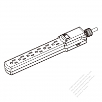 北米 電源タップ NEMA 5-15R・ 3 P・6個口・USB充電付・15A 125V