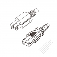 北米3 ピン・  NEMA 5-15Pプラグ・IEC 320 C13 コネクタ付き電源コードセット・ 超音波組み立て・(HF) ハロゲンフリー・ 長さ1.8M・ 黒 (SVE 18/3C/60C )