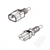 豪州 3 ピン・  IEC 320 Sheet E プラグ・IEC 320 C13 コネクタ 付き電源コードセット・ 一体成形 タイプ・ PVC ワイヤー ・ 長さ1.8M・ 黒 ( H05VV-F 3G 0.75mm² )