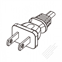 北米2 ピン  プラグ付き電源コード・ 一体成形 PVC ワイヤー ・ 長さ1.8M・ 黒片端切断 (NISPT-2 18/2C/60C )