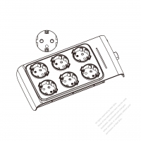 ドイツ電源タップ  3 P・ 6個口・