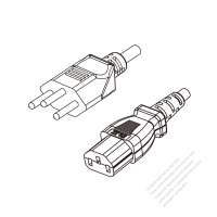 スイス 3 ピン プラグ・IEC 320 C13 コネクタ付き電源コード・ 超音波組み立て- PVC ワイヤー ・ 長さ1.8M・ 黒 (H05VV-F 3G 0.75mm² )