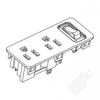 北米NEMA 5-15R スイッチ付ソケット x 2・2 P + 接地・15A 125V