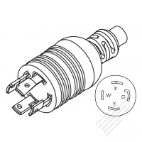 北米 NEMA 引掛形(ロック式) L14-30P 工業用3 P + 接地AC プラグ・30A・ 125V/250V