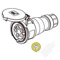 IEC 309 工業用AC電源 コネクタ・4 P + 接地・ IP 67 防水シール規格・ 16A 100V~130V