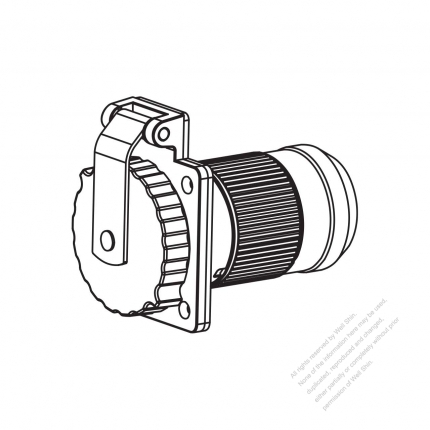 歐式船舶用防鬆脫插座, Solid cast 316不鏽鋼. 加蓋,30A 230V, 50Hz IP56