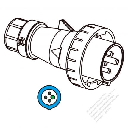 IEC 309 插頭4芯 3P 4W, IP 67 防水密封型 16A 200~250V