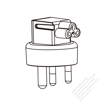筆記型電腦專用AC轉接頭, 南非 (小)彎頭轉IEC 320 C5連接器, 3轉3-Pin, 2.5A 250V