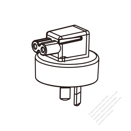 AC轉接頭, 澳洲 (小) 彎頭轉IEC 320 C7連接器, 2轉2-Pin, 2.5A 250V