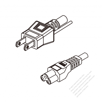 日本3-Pin 插頭 to IEC 320 C5 AC電源線組- 成型PVC線材(Cord Set) 1.8M (1800mm)黑色 (VCTF 3X0.75mm² Round )( #J74A755-180)
