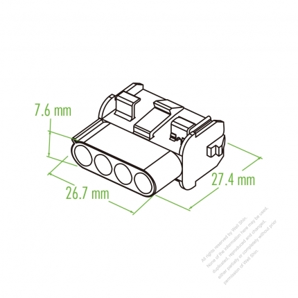 塑膠連接器 27.4mm X 26.7mm X 7.6mm 4 Pin