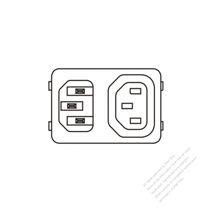 IEC 320 (C14) 家電用品AC插座 (Inlet to IEC 320 Sheet F 插座) 10A 250V