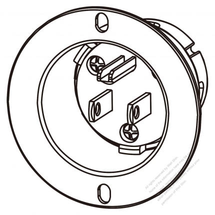 美國/加拿大NEMA 5-15P Flanged 插座, 2 P 3芯接地 15A 125V