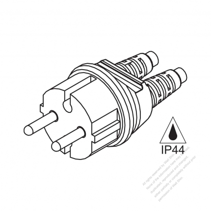 俄羅斯2-Pin 防水 AC插頭16A 250V