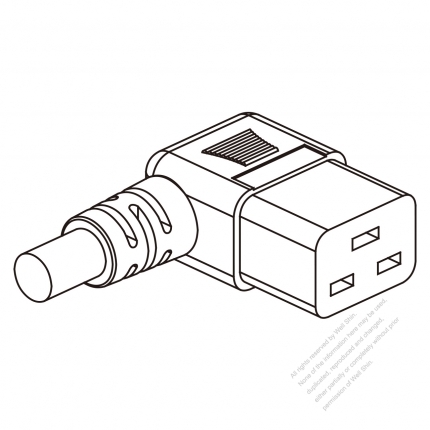 俄羅斯IEC 320 C19 AC電源線連接器 3 芯右彎16A 250V