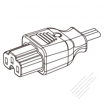 美國/加拿大IEC 320 C15 AC電源線連接器 3 芯直式 10A 250V