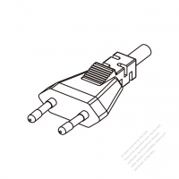 南非2-Pin插頭AC電源線-成型PVC線材1.8M (1800mm)黑色線材剝外層絕緣 20mm/半剝內層絕緣 13mm   (H03VVH2-F  2X 0.75mm2 )( #G62AA31-180)