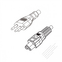 巴西3-Pin插頭 to IEC 320 C5 AC電源線組-HF超音波成型-無鹵線材 (Cord Set ) 1.8M (1800mm)黑色 (H05Z1Z1-F 3X0.75MM ) (#B5506GHF-180)