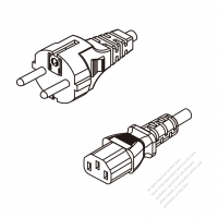 歐洲3-Pin 插頭 to IEC 320 C13 AC電源線組- 成型PVC線材(Cord Set) 0.8M (800mm)黑色 ( H05VV-F 3G 0.75mm2 )( #G64A334-080)