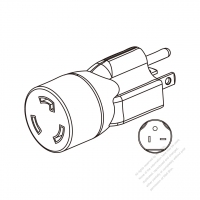 AC轉接頭, NEMA 6-20P轉L6-20R (防鬆脫型式), 2 P 3芯接地, 3轉3-Pin, 20A 250V