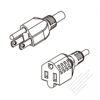 美國/加拿大3-Pin NEMA 5-15P 插頭 to 5-15R AC電源線組- 成型PVC線材(Cord Set) 1.8M (1800mm)黑色 (SJT 16/3C/60C )( #V60A913-180)