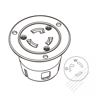 美國/加拿大防鬆脫 Flanged插座 NEMA L7-15R, 2 P 3芯接地 15A 277V