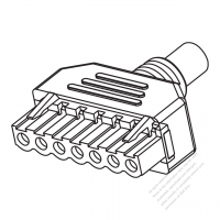 圓 7-Pin 連接器, 適用線材: UL2463 16AWG*2C+24AWG*5C, 10A AC 300V 線材