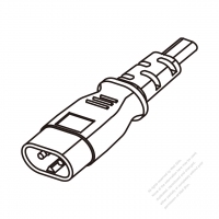 美國/加拿大2-Pin IEC 320 Sheet C 插頭AC電源線-成型PVC線材1.8M (1800mm)黑色線材切齊  (NISPT-2 18/2C/60C )( #V82EC05-180)