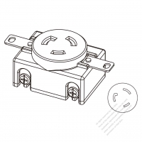 美國/加拿大防鬆脫 Single Flush插座 NEMA L6-20R, 2 P 3芯接地 20A 250V