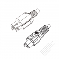 美國/加拿大3-Pin NEMA 5-15P插頭 to IEC 320 C5 AC電源線組-HF超音波成型-無鹵線材 (Cord Set ) 1.8M (1800mm)黑色 (SVE 18/3C/60C ) (#V0106AHF-180)