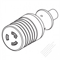 美國/加拿大AC電源線防鬆脫連接器 (L6-20R) 2 P 3 芯 接地, 20A 250V