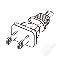 美國/加拿大2-Pin插頭AC電源線-成型PVC線材1.8M (1800mm)黑色線材切齊  (NISPT-2 18/2C/60C )( #V58EC05-180)