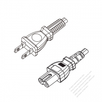 日本2-Pin插頭 to IEC 320 C7 AC電源線組-HF超音波成型-無鹵線材 (Cord Set ) 1.8M (1800mm)黑色 (EM-OOCTFK 2X0.75MM ) (#J0601JHF-180)