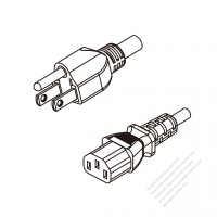 日本3-Pin 插頭 to IEC 320 C13 AC電源線組- 成型PVC線材(Cord Set) 1.8M (1800mm)黑色 (VCTF 3X0.75MM Round )( #J60A355-180)