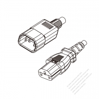 美國/加拿大3-Pin IEC 320 Sheet E 插頭to C13 AC電源線組-HF超音波成型-無鹵線材 (Cord Set ) 1.8M (1800mm)黑色 (SVE 18/3C/60C ) (#V2504AHF-180)